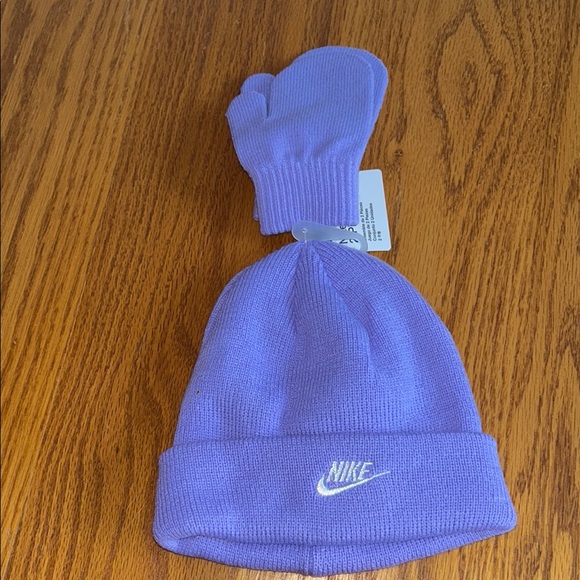 Nike Purple Girls 2T/4T Beanie and Mittens Set - Picture 3 of 7
